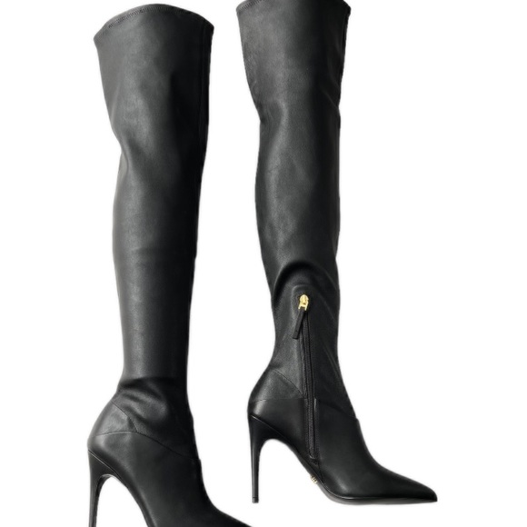 REISS Caia High Heel Over The Knee Black Leather Boots Women's Size 8 - Picture 5 of 11